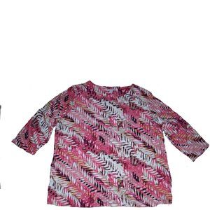 JM Collection Women's Plus-Size Three Quarter Jacquard Top, Multicolor, 2X